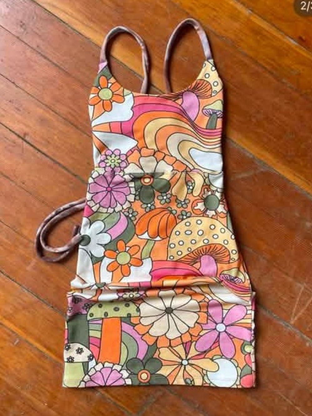 WildWoodHarts dress with Retro Floral Print Mini Dress with Mushrooms